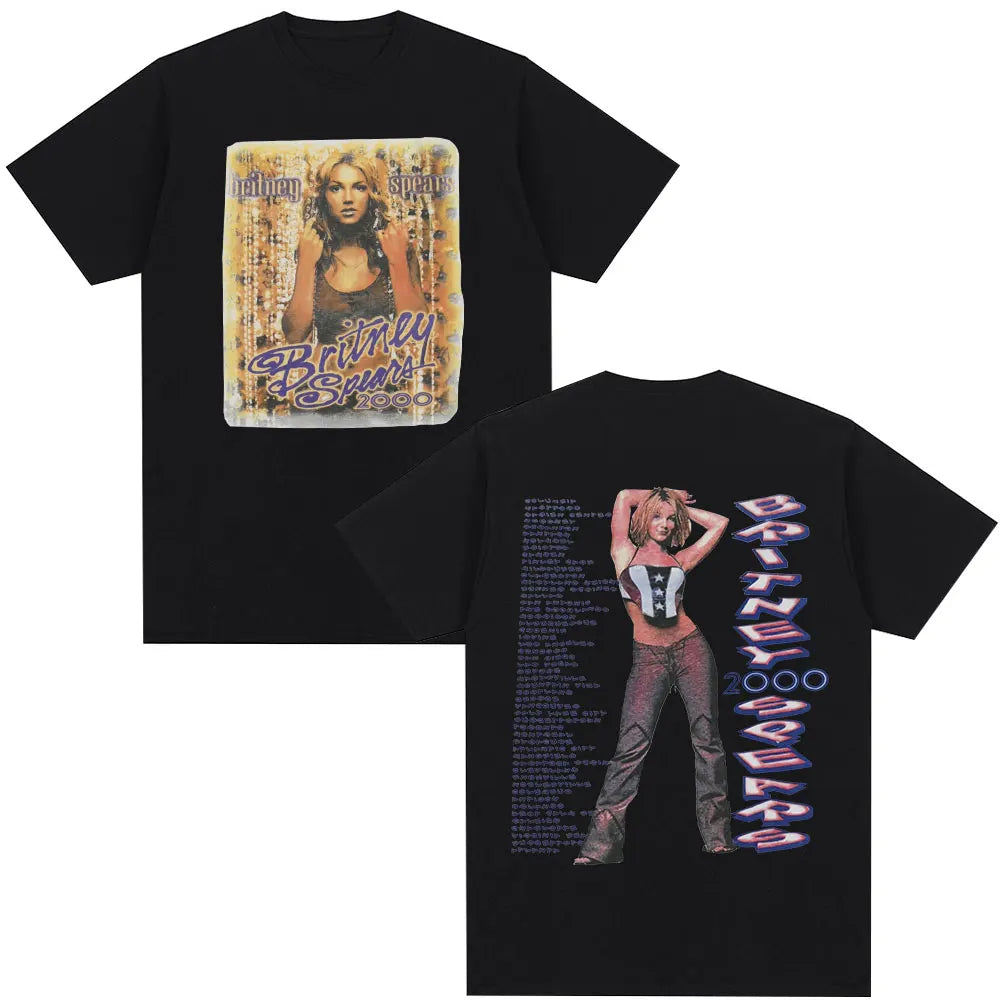 Britney Spears Metal Rock Graphic T-shirt Men Women Fashion Hip Hop T Shirts Harajuku Vintage Short Sleeve Tee Shirt Oversized