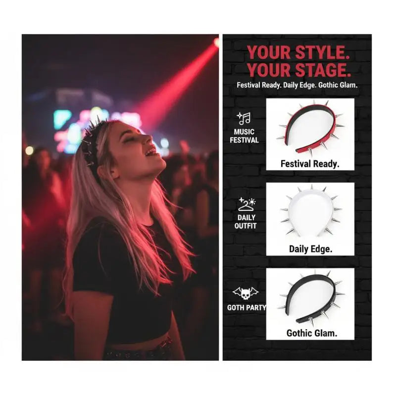Gothic Punk Headband for Girls Decorative Rivets Lace Fancy Halloween Cosplay Accessories Women Gift Ideas