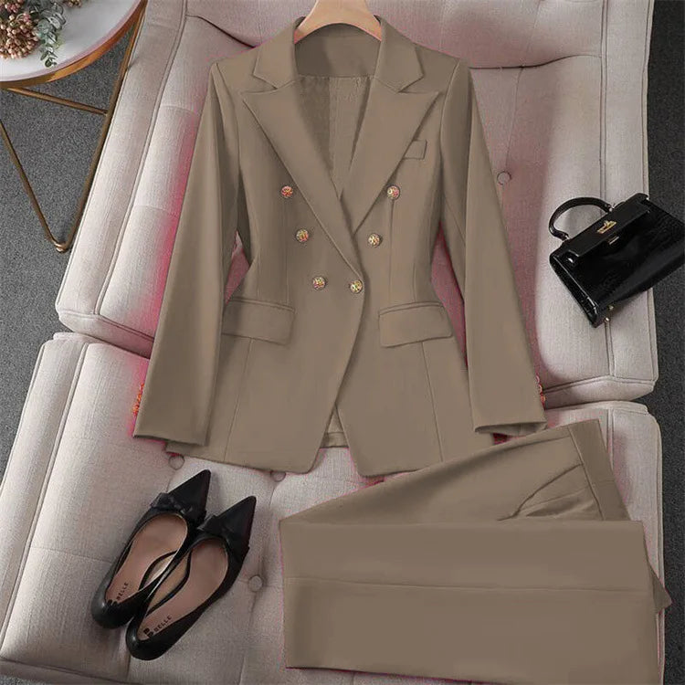 Casual Long Sleeve Blazer Pant Sets Suits For Woman 2025 Fashion 2 Pieces Set For Women Office Lady Coats Jackets