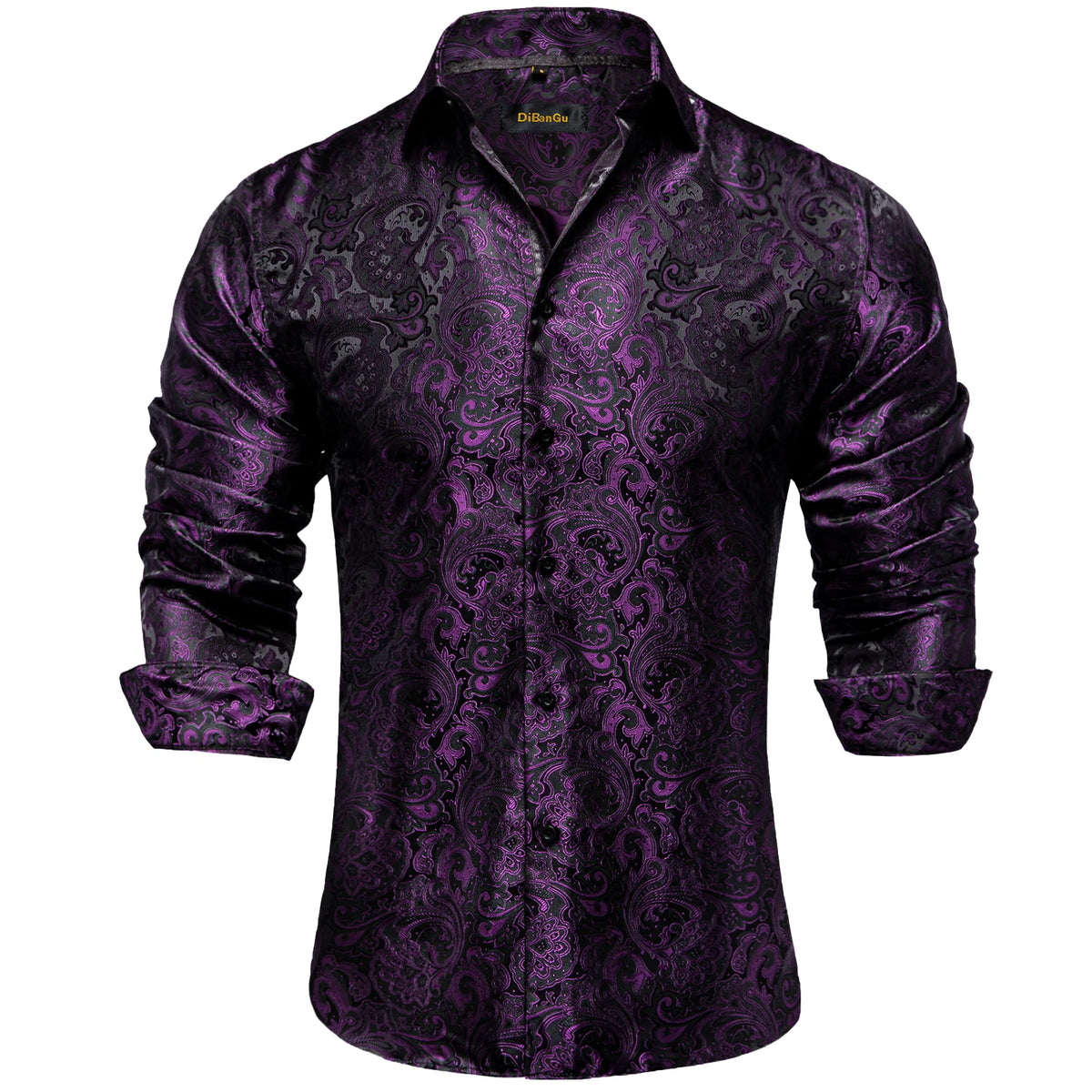 Men's Long Sleeve Black Paisley Dress Shirts Casual Tuxedo Social Shirt Luxury Designer Men Clothing