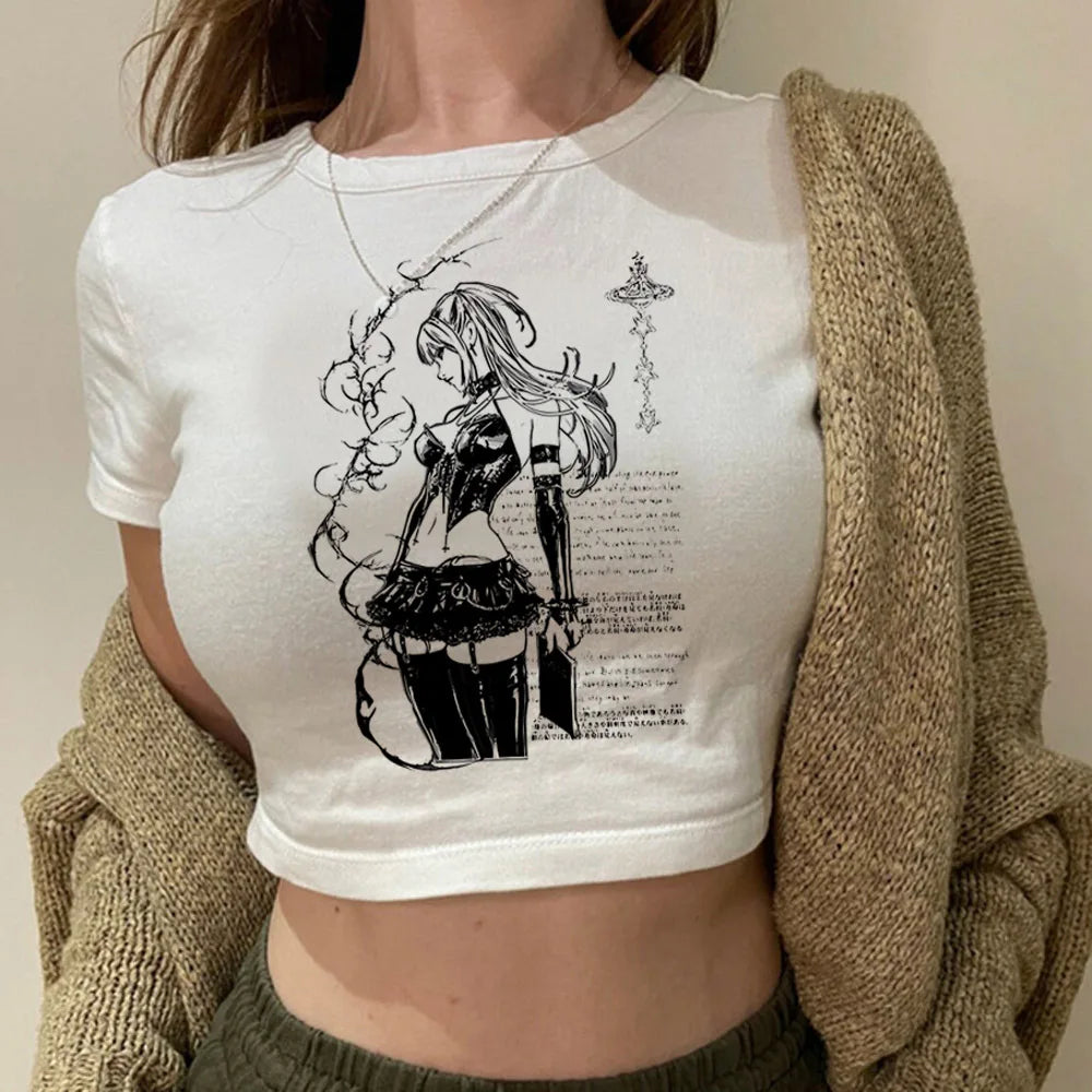 Y2k Girls crop top Fairy corset vintage  gothic  shoujo girl style cute summer y2k teens tees