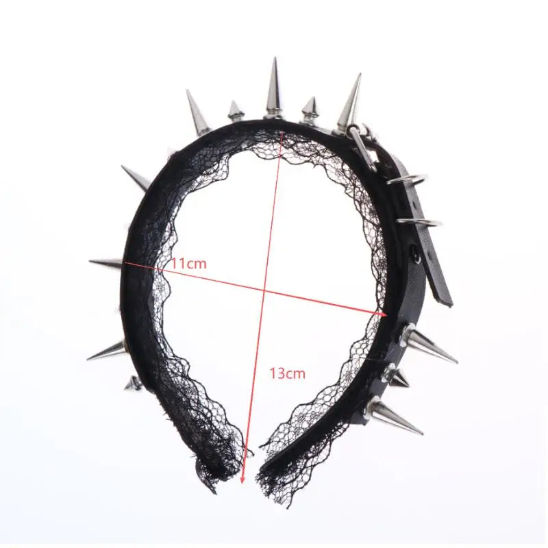 Gothic Punk Headband for Girls Decorative Rivets Lace Fancy Halloween Cosplay Accessories Women Gift Ideas