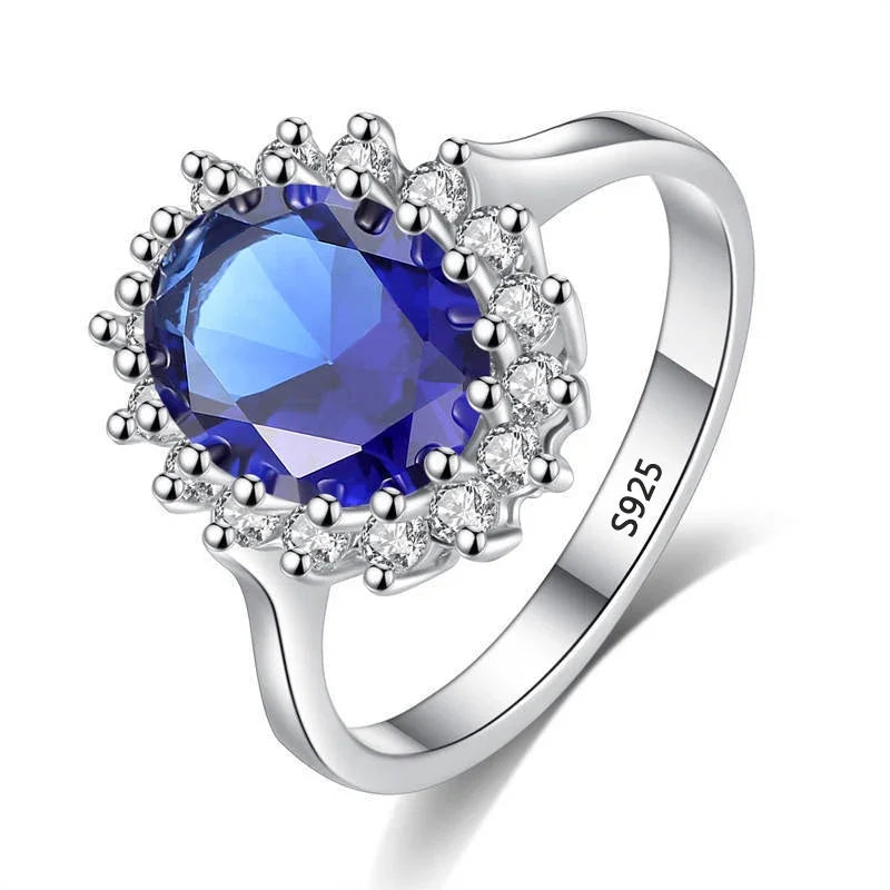 Carat Sapphire Ring Silver Charm Engagement Jewelry Ring European and American Fashion Temperament Luxury High Quality Jewelry