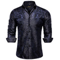 Men's Long Sleeve Black Paisley Dress Shirts Casual Tuxedo Social Shirt Luxury Designer Men Clothing