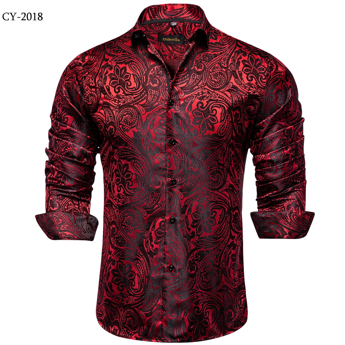 Men's Long Sleeve Black Paisley Dress Shirts Casual Tuxedo Social Shirt Luxury Designer Men Clothing