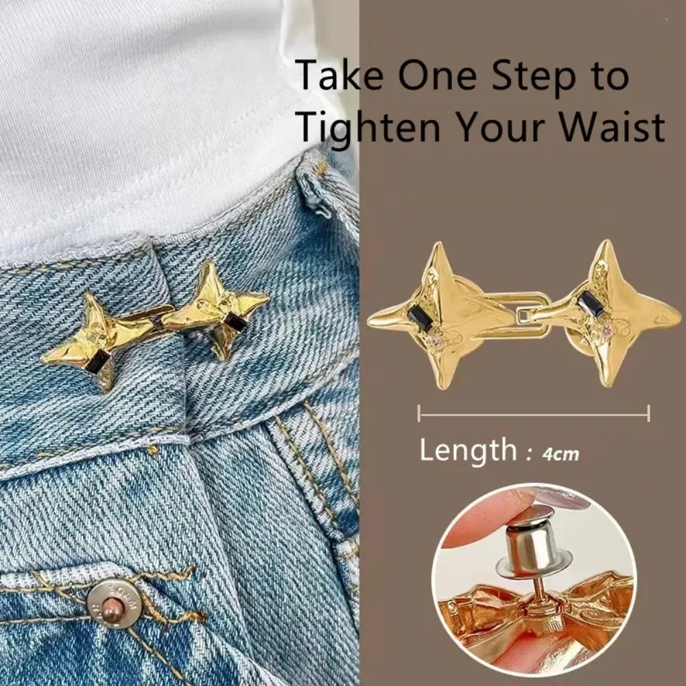 Y2K Star Adjustable Jean Waist Clips Retractable Pant Button Pins, Fit Loose Denim Fashion Accessories