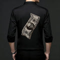 2026 Spring Autumn Luxury Men Streetwear Shirt Shiny Rhinestone Design Loose Natural Silk Casual Long Sleeve Shirt