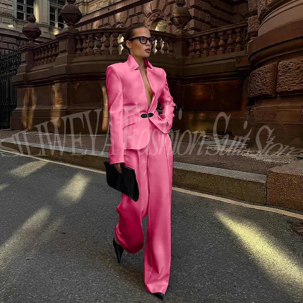 Luxury White Suit For Women 2 Pieces Jacket Pants Office Lady Chic Outfits Fashion Trousers Smart Casual Female Blazer Set
