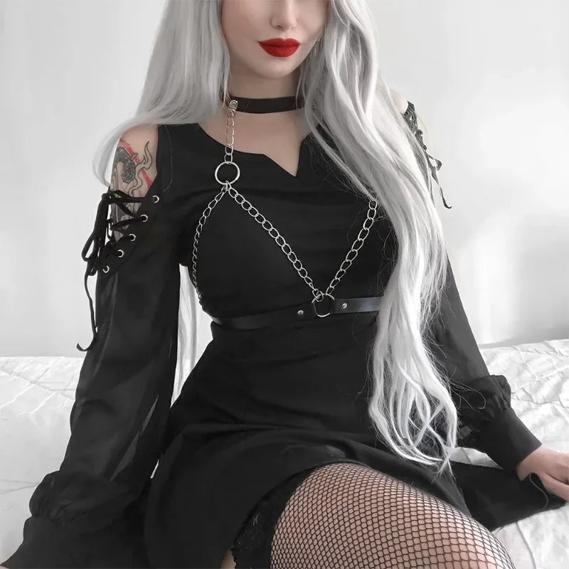 Gothic Style Adjustable Hanging Belt, Black PU Leather Rivet Strap, Christmas Carnival Women's Decoration Belt