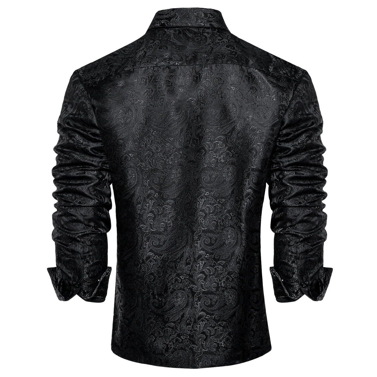 Men's Long Sleeve Black Paisley Dress Shirts Casual Tuxedo Social Shirt Luxury Designer Men Clothing