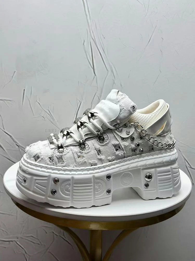 2026 Summer New Men's Punk Style Platform Heightening Niche Personality Fried Street Fashion Dad Shoes