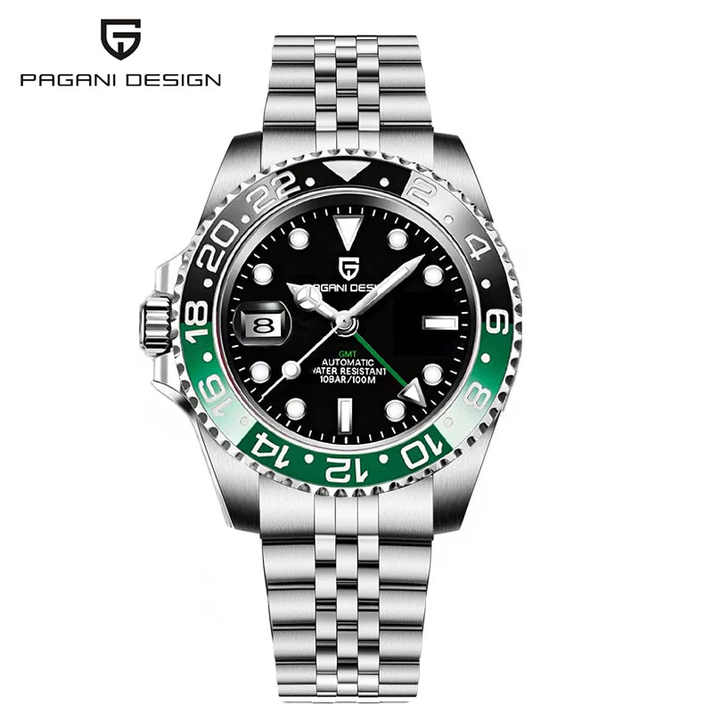 PAGANI DESIGN New Men Watch GMT Mechanical Wristwatch 40mm Automatic Watch Stainless Steel Waterproof Business Watches for Man