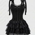Gothic Dresses 2000s Women's Sexy Camis Sling High waist Lace Tiered Mini Dress Harajuku  Streetwear Femme Aesthetic Short Dress