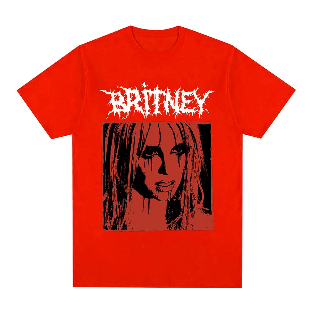 Britney Spears Metal Rock Graphic T-shirt Men Women Fashion Hip Hop T Shirts Harajuku Vintage Short Sleeve Tee Shirt Oversized