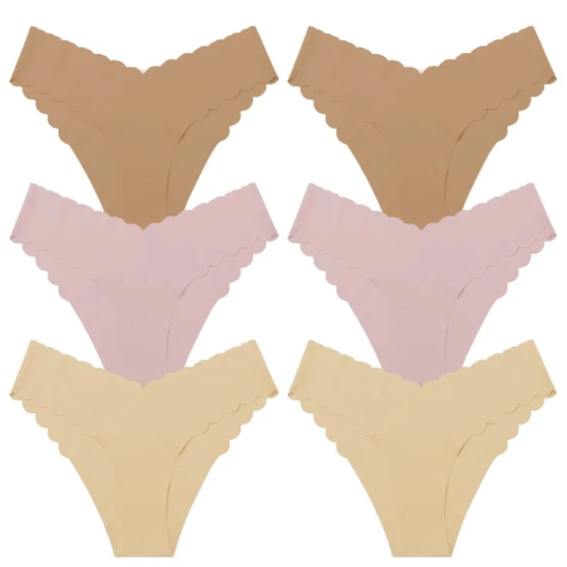 6Pcs/Set Women's Ruffles Panties Seamless Underwear for Woman Solid Comfortable Briefs Bikinis Lingerie Intimates XS-L Pantys