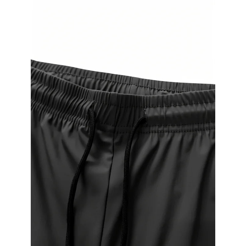 Men's Ice Silk High Elastic Breathable Trousers With Drawstring Zipper Pockets Casual Sports Trousers Gym Sportswear Gift Man