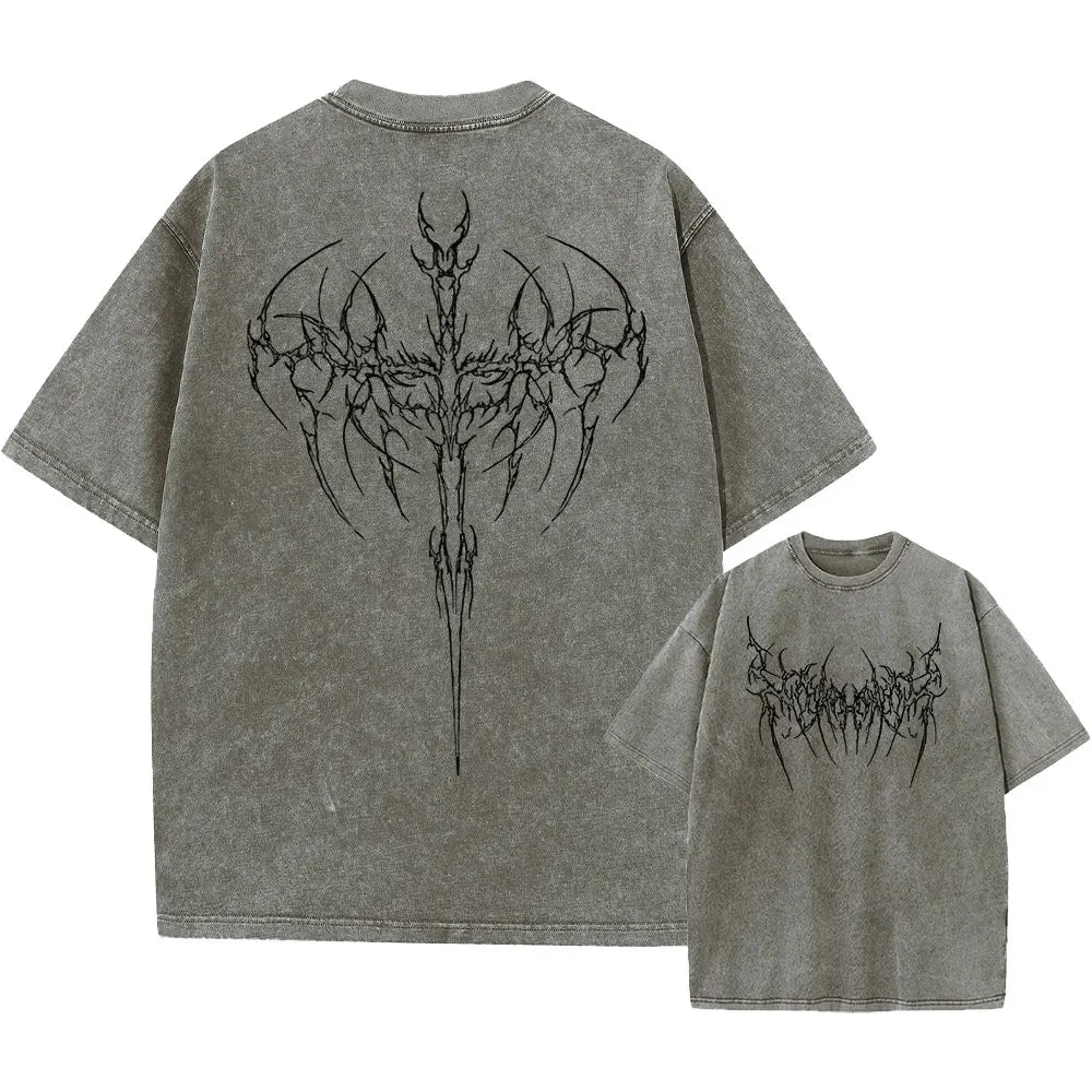 Y2k Acid Washed T Shirt Men Vintage Cotton T-shirts Harajuku Gothic Streetwear Soft Tees Girl Loose Fashion Print Tops Unisex