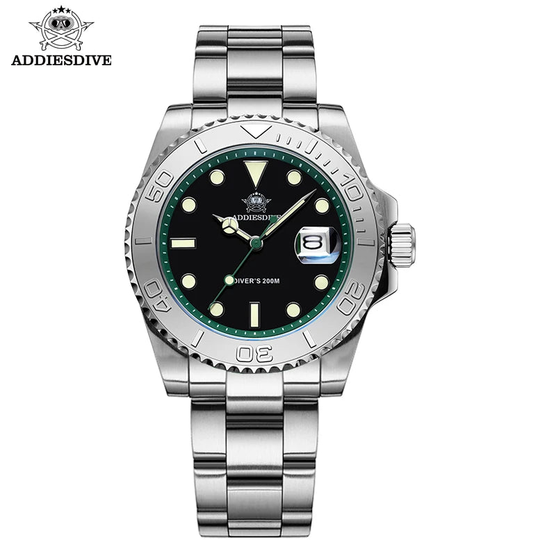 ADDIESDIVE Luxury Men's Diver Watch 200m Stainless Steel Bezel BGW9 Super Luminous Men's Analog Business Quartz Watches AD2040