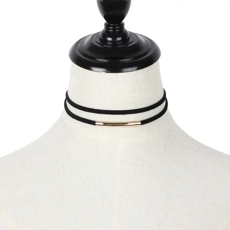 Gothic Style Personality Double Flannel Short Metal Pipe Pendant Necklace for Women Sexy Vintage Y2K Collar Jewelry Accessory
