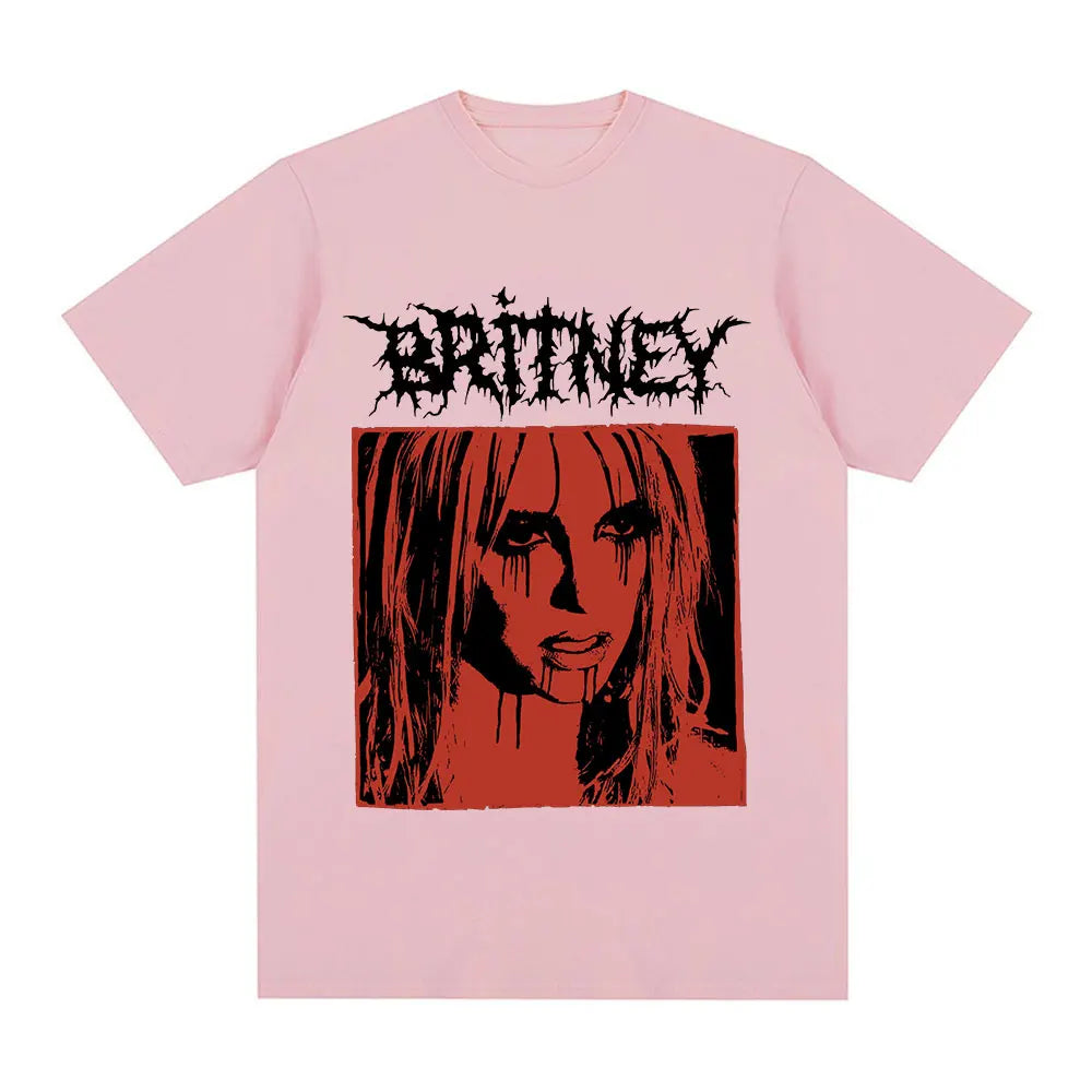 Britney Spears Metal Rock Graphic T-shirt Men Women Fashion Hip Hop T Shirts Harajuku Vintage Short Sleeve Tee Shirt Oversized