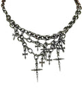 Gothic Cross Chain Jewelry Set for Women Men, Punk Statement Necklaces Rings Accessories, Edgy Party Jewelry Collection