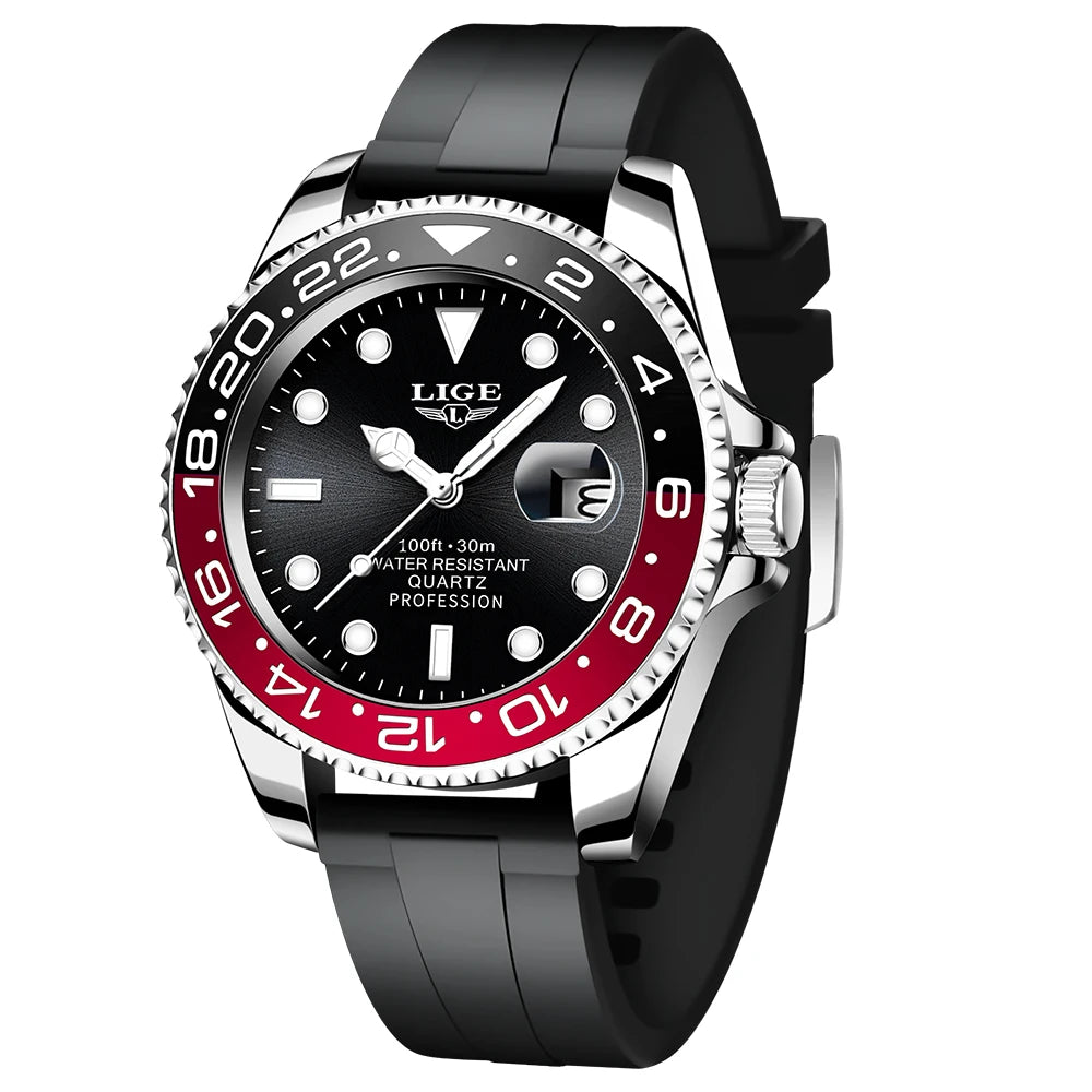 LIGE Top Original Men Quartz Watches Blue Waterproof Watch for Men Stainless Steel Quartz Men Luxury Watch Luminous Wristwatch