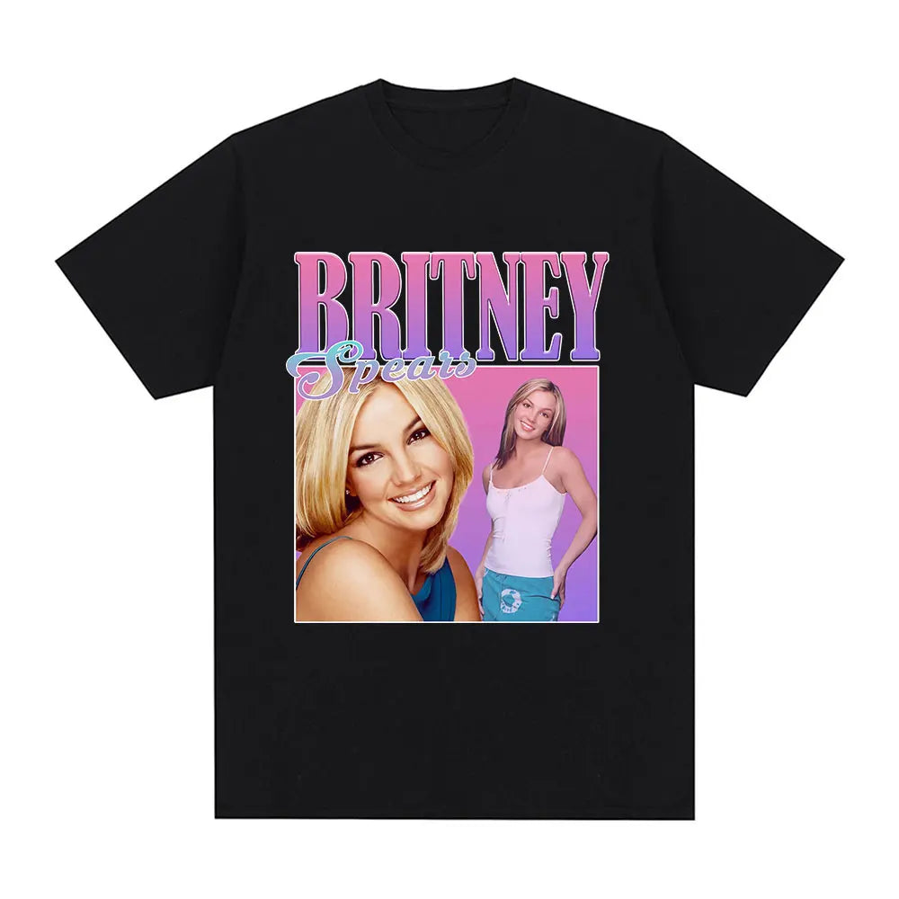Britney Spears Metal Rock Graphic T-shirt Men Women Fashion Hip Hop T Shirts Harajuku Vintage Short Sleeve Tee Shirt Oversized