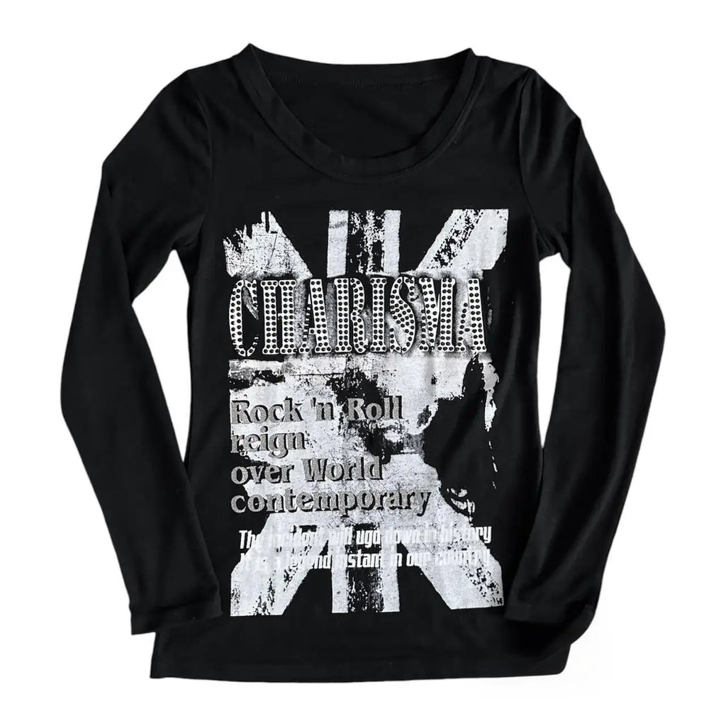 Y2k Top for Women Clothing Female Baby Tees Y2k Tops Emo Anime Girl Graphic T Shirts Women's Cropped Goth Long Sleeve Kawaii