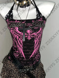 Hot Girl Goth Crop Tanks Streetwear Tube Tops Grunge 2000s Y2k Clothes Sexy Lace Straps Camisole Himekaji Letter Punk Woman Vest