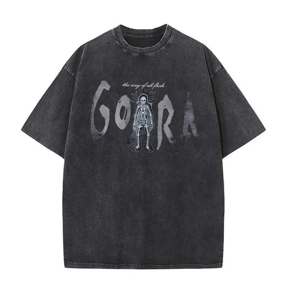 Washed Vintage Metal Rock Band Gojira The Flesh Alive T-shirt Men Women Fashion Oversized T Shirts Men's Casual Cotton T-shirts