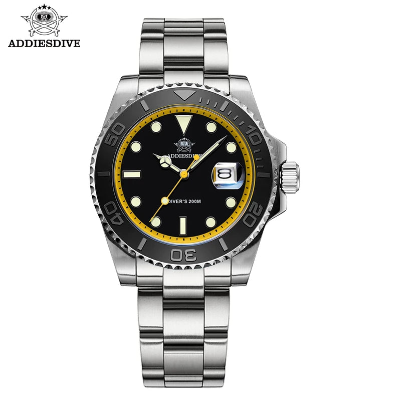 ADDIESDIVE Luxury Men's Diver Watch 200m Stainless Steel Bezel BGW9 Super Luminous Men's Analog Business Quartz Watches AD2040