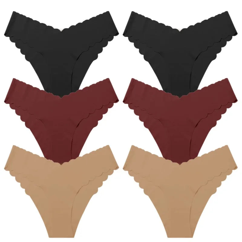 6Pcs/Set Women's Ruffles Panties Seamless Underwear for Woman Solid Comfortable Briefs Bikinis Lingerie Intimates XS-L Pantys