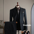 Classic Elegant Plaid Men's Suits Business Party Tuxedo,Notched Lapel Suit Set 2 Pieces Blazer Pants For Formal Occasions