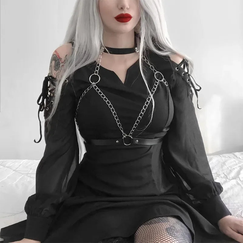 Gothic Style Adjustable Hanging Belt, Black PU Leather Rivet Strap, Christmas Carnival Women's Decoration Belt
