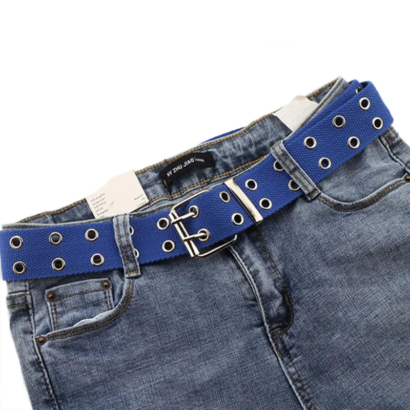 Double-Grommet Canvas Belt | Unisex Punk Style