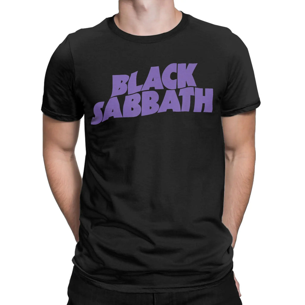 Black Sabbath Purple Logo T Shirt Beach  Y2K Funny T-Shirts 100 Cotton Leisure Tshirt For Men Short Sleeves Print Tops
