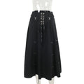 Goth Dark Acubi Fashion Black Swing A-line Skirt Punk Grunge Metal Buckle Streetwear Women Bandage Skirts Mall Gothic Alt Cloth