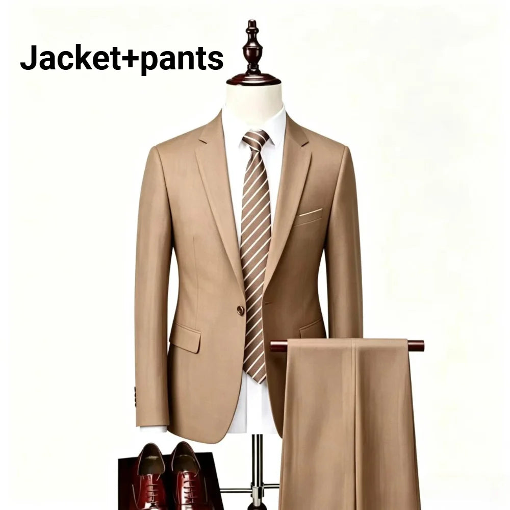 Men Slim Fit 3 Pieces Suit Set Lightweight Business Office Party Blazer Vest Pants Formal Male Tuxedo Suit For Prom Daily Wear