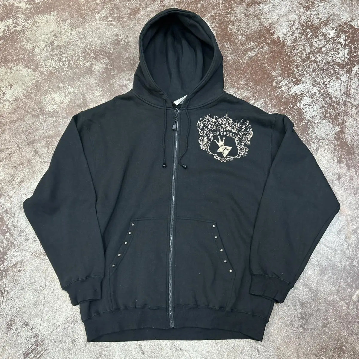 Y2K Street Gothic Hoodie Punk Classic Retro Skull Print Zipper Hip Hop Leisure Sweater New Personality Hoodie Street Wear