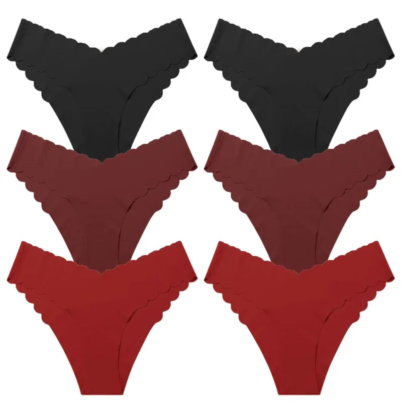 6Pcs/Set Women's Ruffles Panties Seamless Underwear for Woman Solid Comfortable Briefs Bikinis Lingerie Intimates XS-L Pantys