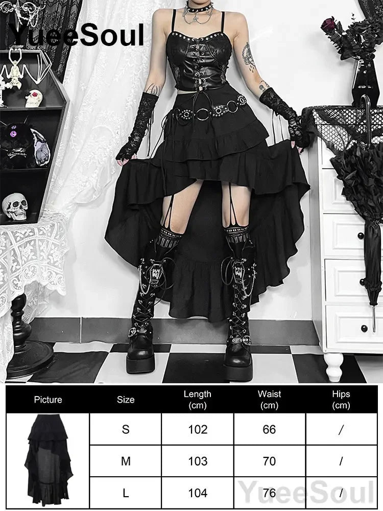 Gothic Women Skirts Black High Waist Pleated Skirts 2026 New Y2K Party Club Punk Goth Dark Grunge Lolita Halloween Mini Skirt