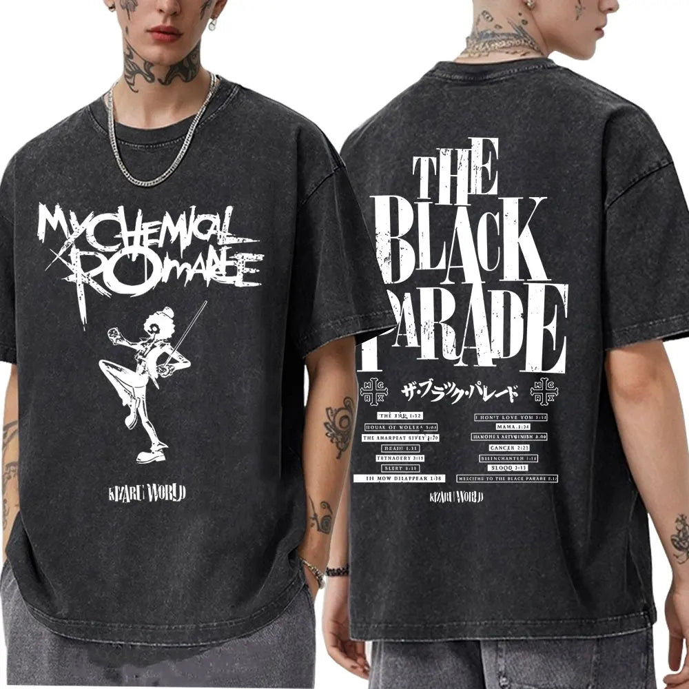 Washed Vintage Rock Band My Chemical Romance The Black Parade Tour 2025 T-shirt Men Women Retro Punk Emo Skeleton T Shirts Tops