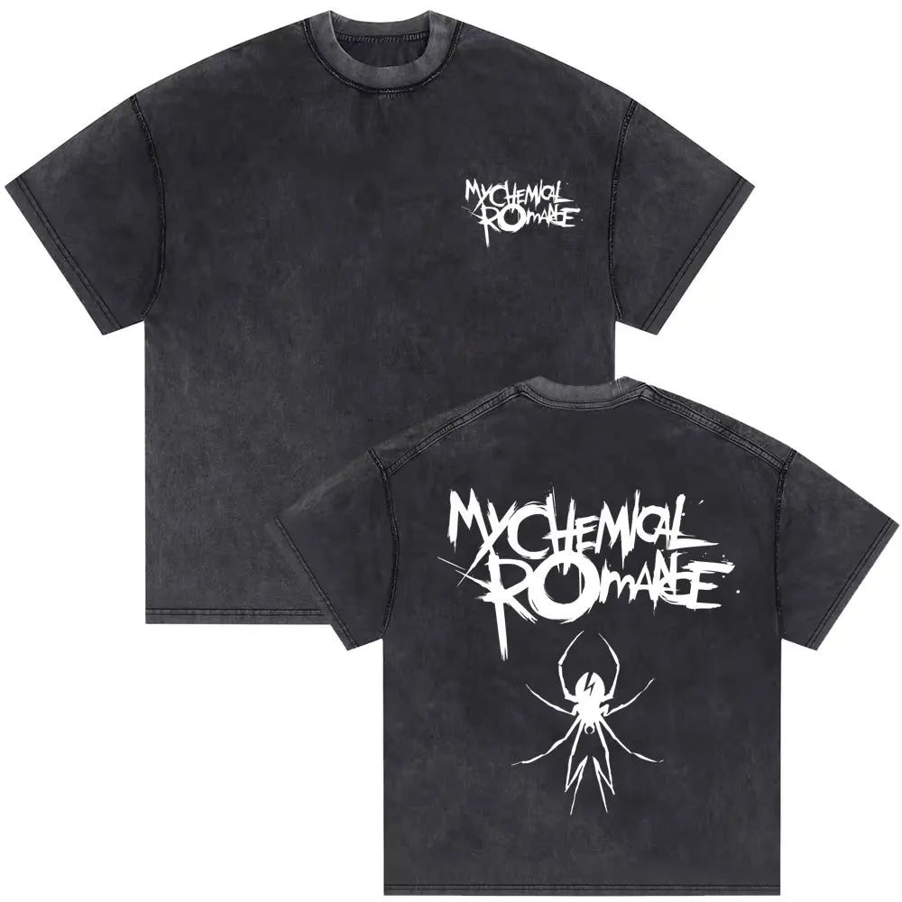 Washed Vintage Rock Band My Chemical Romance The Black Parade Tour 2025 T-shirt Men Women Retro Punk Emo Skeleton T Shirts Tops