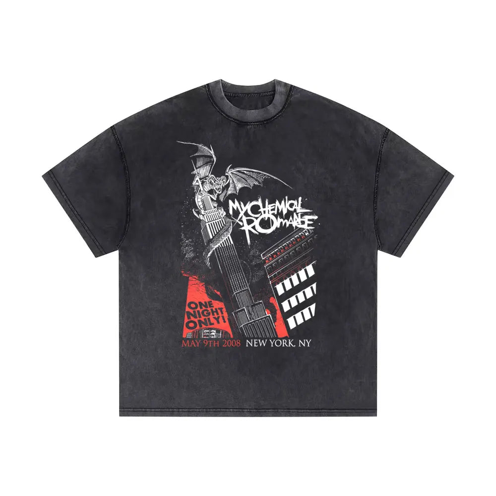 Washed Vintage Rock Band My Chemical Romance The Black Parade Tour 2025 T-shirt Men Women Retro Punk Emo Skeleton T Shirts Tops