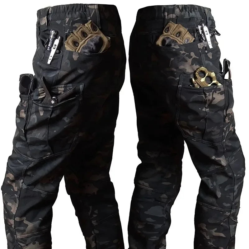 Men's Winter Pants Cargo Trousers Water Resistant Fleece Line Snowboard Softshell Tactical Pant Multi-Pockets Outdoor Work Pants