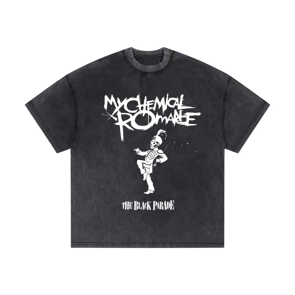 Washed Vintage Rock Band My Chemical Romance The Black Parade Tour 2025 T-shirt Men Women Retro Punk Emo Skeleton T Shirts Tops