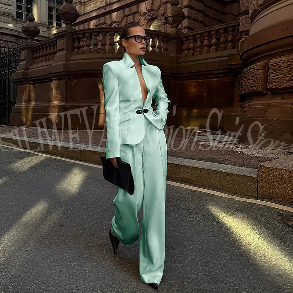 Luxury White Suit For Women 2 Pieces Jacket Pants Office Lady Chic Outfits Fashion Trousers Smart Casual Female Blazer Set
