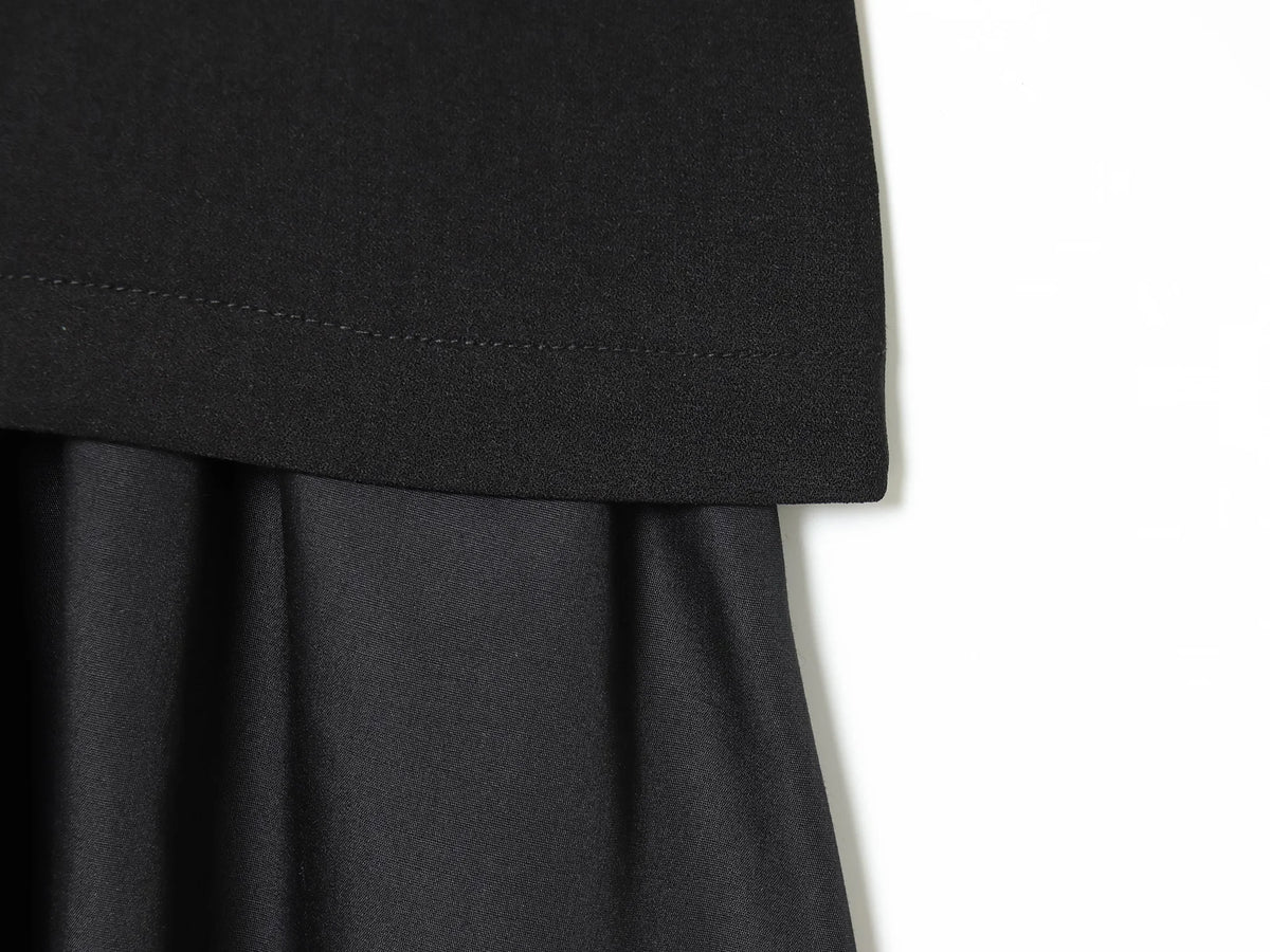 BSAY black Suit Dress Women's clothing Autumn Winter New hem Pleat Spliced Long Sleeves V-neck France Female Evening Dresses