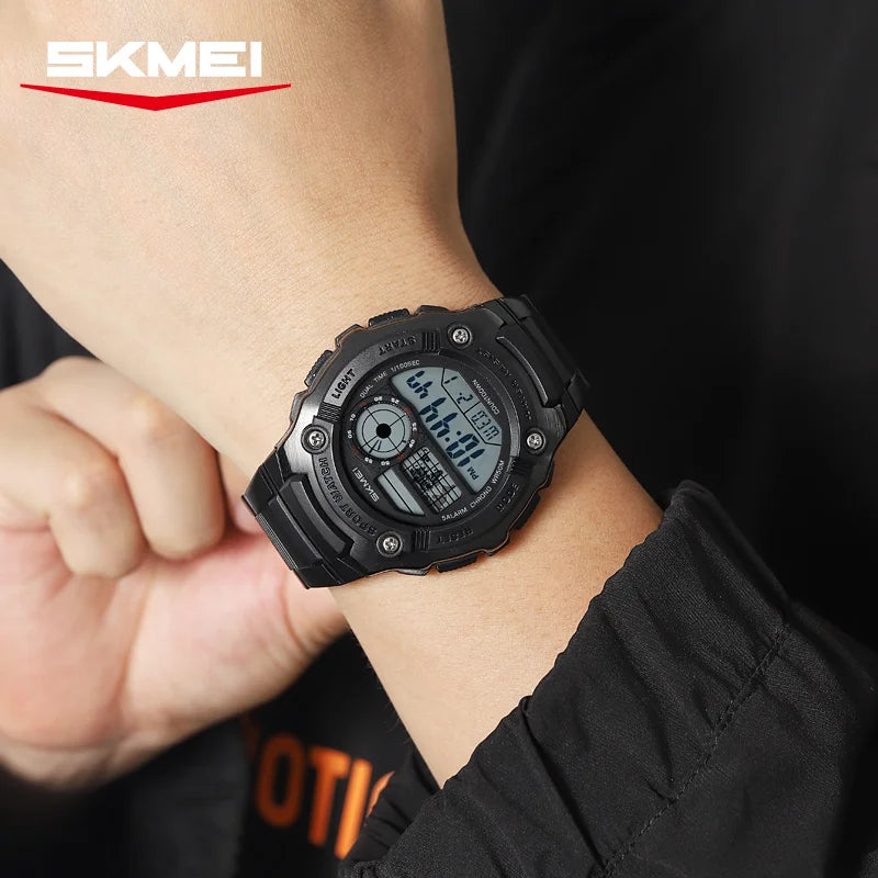SKMEI 2473 Classic Fashion Digital Watch Men's Waterproof Multifunctional Night Light Watch Steel Belt Sports Clock Reloj Hombre