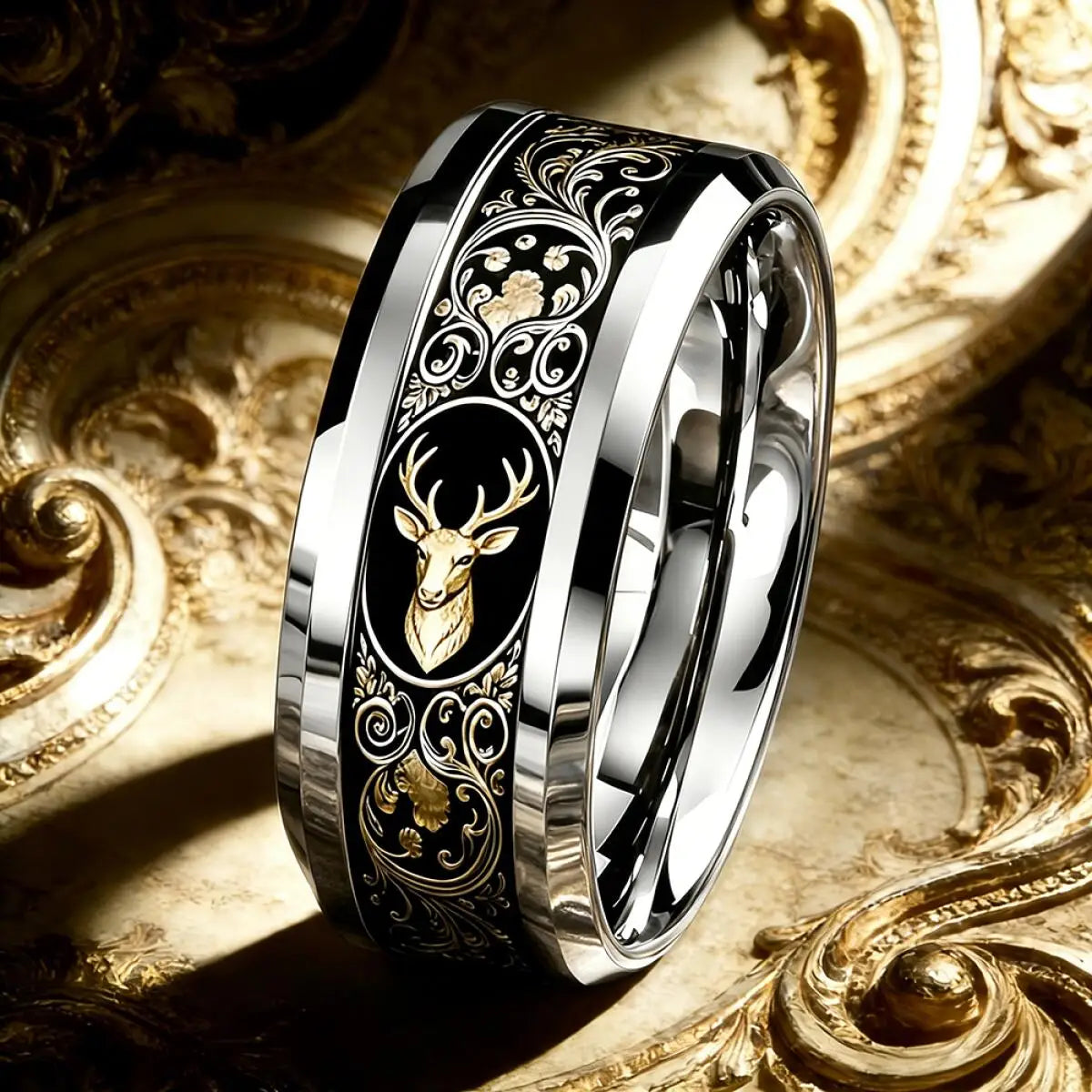 Vintage Gothic Halloween Castle Moon Bat Ring Hiphop Stainless Steel Rings For Men Wedding Party Jewelry Valentine's Day Gift